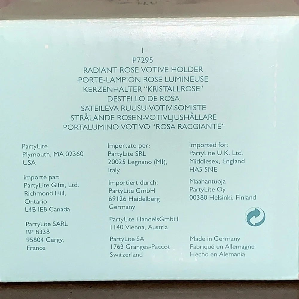 NiB PartyLite Radiant Rose Lead Crystal Votive Holder and Candle P7295 - Picture 8 of 8